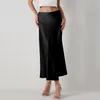 Rokken voor vrouwen plus size satijn Midi High Tailled een lijn elegant cocktailparty Long Silk Rok faldas para mujeres