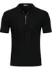 男性ポロス夏の幾何学的パターンZilli Silk Zipperニットシャツ半袖Tシャツ