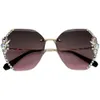 2024 Brand Design Vintage Rimless Rimsin Lunettes de soleil Femmes Femmes Fashion Gradient Lens Sun Glasses pour femmes