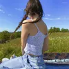 Kadın Tankları Spagetti Kayış Çiçek Grafik Kırpılmış Üstler Moda Prairie Güzel Zarif Baskı Sırtsız Mor Camis Chic Yaz Sevimli