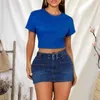 Jupes pour femmes jupe élégante denim féminin avec des poches à courroie ajustée Slim Fit Mini pour la mode de la mode de la mode de street