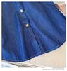 Sukienki robocze Kobiety letnia jeansowa koszula Top i minima plisowana Dwuczęściowa spódnica pasująca do stylu vintage niebieska rozmiar mody ubrania