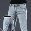 Design de marque de jeans masculin denim coréen denim noir coton bleu pantalon masculin slim fit slim quotidien pantalon décontracté cool