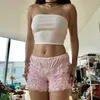 Kvinnors shorts y2k Vintage Summer Ruffled elastisk midja Fairycore Floral spets skiktad för strand nattklubb streetwear