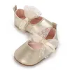 Erste Wanderer Neue 0-18m Neugeborene Babyschuhe Frauen weiche Baumwolle Anti-Slip Bow Adlige Elegante Prinzessin Kleid Wanderschuh H240504