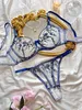 Ellelace Fairy Lingerie Belle lingerie transparente en dentelle transparente Ensemble exotique avec exquis Bilizna Sexy Intimité florale 240430