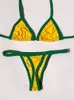 ABSOBE Bordado Carta BR Bikini Color Contrast Split Split Women Swimwear Patchwork Tit Autfit de la playa de verano 240426