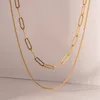 Pendanthalsband Dubbelskiktat hiphop pappersklipp halskedja rostfritt stål pvd elektropläterad halsband smycken tillbehörskomponent