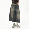 Jeans femminile coreano retrò retrò ad alta vita y2k baggy oversize shorts harajuku pantaloni coltivati neutral streetwear