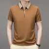 Polo -shirts Men Business Normaal Gestreepte korte mouw Gestreepte klassieke Fit Stretch Golf T -shirt Work Zomer Koreaanse solide kleding 240430