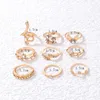 Clusterringe Huatang Boho Schmetterling Strass Ring -Ring -Sets für Frauen Charme Elegante Schlangengeometrielegierung Party Schmuck Geschenke Großhandel Großhandel