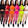 Été sexy pantalon à deux pièces en msh set Tracksuits pour femmes 2 pièces à manches courtes T-shirt Voir à travers les leggings Fashion Outfits6346680