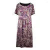 Платья для вечеринок 2024 Лето фиолетовое цветочное шелковое атласное платье миди -миди
