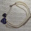 Großhandel Designer Herz Anhänger Halskette Schmuck Hochwertige Kupfer Denim Blue Halsketten Perlenketten Männer Frauen Trendige Persönlichkeit Hochzeit Weihnachtsgeschenk