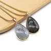 Colliers pendants Reiki Healing Natural Flash Labradorite Droplet Forme Collier en acier inoxydable Femmes Charme hommes Bijoux classiques