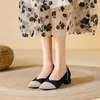 Dress Shoes Dames Hoge hakken met puntige vierkante dikke hiel gebreide modieus ademende anti-slip mooie kleur 2024 Spring su