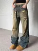 Dżinsy damskie brudne stare dziury designu Vintage Street Cool Girl High Tase szeroka nogi spodnie kobiety swobodne proste spodnie dżinsowe
