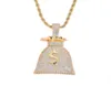 Colliers pendants hommes Iced Out Money Sac Collier pave