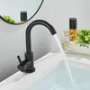 Bathroom Sink Faucets Vidric Matte Black Short Basin Brass Faucet Mixer Tap Single Handle Cold Water Deck Mounted Vanity