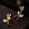Dangle Earrings S925 Pure Silver Inlay Hetian Jade Bai Yuna Restoring Ancient Ways Ms Red Wax Leaf Pendant Wholesale