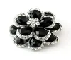 Crystal clair de couleur argentée et Bouquet de fleur de pierre noire broche Pin2438169