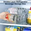 Rack de boissons de rangement de cuisine Double couche peut boxer l'organisateur de réfrigérateur à traction de récipient à roulettes automatique