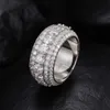 Luxo 5 fileiras Moissanite Ring Pass Diamond Tester 925 Sterling Silver Shiny Jewelry Rings Moissanite Ring Men