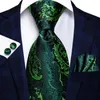 Bow Ties Hi-Tie Green Teal Tie Solid Paisley Mens Silk Wedding Ntraffie Packs Set Party Business Fashion Designer Drop