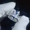 Zuanfa sieraden Sterling Silver 925 Moissanite Ring VVS Princess Cut Diamond Hip Hop Crown Ring