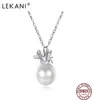 Lekani 925 Sterling Silver Women039s Pearl Cipcant Necklace Luxury Zircon Fine Gioielli Squisiti Fashi