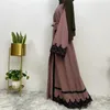Etniska kläder Kvinnor Abaya Muslim Loose Long Sleeve Lace-Up Robe Abayas Dubai klänningar Cardigan Marocko Evening Dress Vestiods
