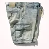 Vestes de chasse Cargo Denim Shorts pour hommes jeans bleu clair lavé multi-poche pantalon recadré l'homme