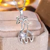 Hanger kettingen schattige vrouwelijke kristallen stenen giraffe ketting vintage bruiloft sieraden voor vrouwen moederdag cadeau