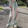 Femme Jeans Street Gradient Femme Loose Bouton Denim Pantal