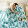 Blankets Bamboo Fiber Puff Blanket Jacquard Bed Plaid Stitch Linen Antibacterial Summer And Bedspreads Home Decoration
