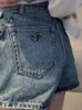 Vrouwen spijkerbroek terug driehoek Logo Appliqued Summer Fashion Casual Designer Shorts Smlxlxxl