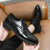 Fashion Brock Carved Hand-made Mens 2024 Business Dress Men Lace-up Casual Shoes Retro Patent Leather