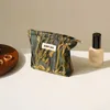 Organizzatore di cosmetico borsa da donna sacca cosmetica in bambù verde scuro tela cosmetica permetica per rossetto cuffia portatile per cuffie monete frizione per pendolare INS Y240503