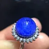 Cluster anneaux bleu naturel rutilé dumortierite quartz fleur anneau réglable 9,7 mm ronde femme bijoux