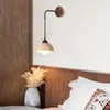 Vägglampor japanska minimalistiska trä travertin gul led lamp sovrum studie matsal levande belysningsarmatur