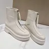 The Row Leather Platform Zipper Martin Ankle Boots Fashion Knight Combat Boots Luxury Designer Boots for Women Gril Blanc Brown avec boîte
