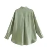 Women's Blouses Women 2024 Spring mode Side Slit Casual shirt met lange mouwen Chic Rapel Pocket All-match top Mujer