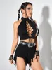 Correa de ropa de tanques de mujer Sexy Hollow Out Vest Spicy Girl Exposed Belly Botón ajustado Estilo Hip-Hop Top