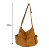 Bolsas de ombro de ombro de grande capacidade com zíper bolsos laterais de tela Tote Satchel Soft Casual Fatchels Handbag Fashion for Girl