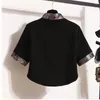 Рабочие платья летние хлопковые набор для женских блузских топов и мини-юбки Женщины Большой размер китайский вышитый черный сочетание