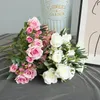 Decoratieve bloemen Mini Rose 15 Heads Fall Decoratie gekrulde Roses Branch Luxe Fake Wedding Home Decor Artificiales