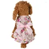 Dog Apparel Cotton Clothes Flower Print Cute Spring Summer Costume Outfit Pet Streamer Princess Dress