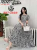 thhone Vestidos Robe Maxi Long Dres Summer Endio Cloths Bohemian Cotton Linen Floral Short Sleeve Corean Style Disual 240416