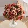 Dekorative Blumen Herbst Künstliche Blume Happy Fake Rose Vintage Seidenarrangement Hochzeit Bankett Dekoration Haus Esstisch DIY