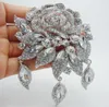 Intero 2014 Fashion Elegant Bridal Clear Rhinestone Crystal Crystal Art Déco Flower Rose Spilla Pendant3753565